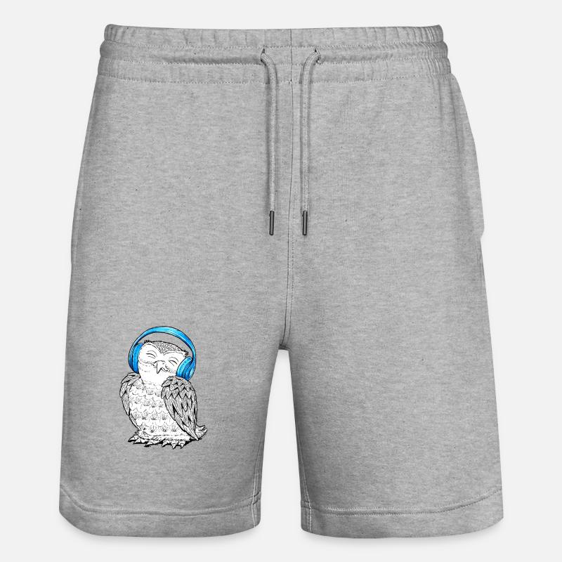 Eule mit Kopfhörern - Stanley/Stella Unisex Bio Joggingshorts Trainer  - Grau meliert