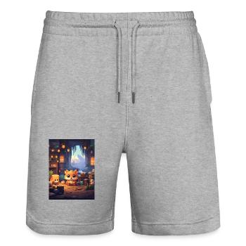 Kuschelfuchs in magischer Werkstatt - Stanley/Stella Unisex Bio Joggingshorts Trainer  - Grau meliert - Vorne - Nik (191cm) & Marisol (170cm)