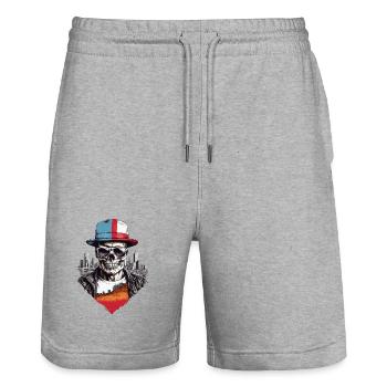 Crâne - Short de jogging bio TRAINER Stanley/Stella unisexe - gris chiné - Devant - Nik (191cm) & Marisol (170cm)