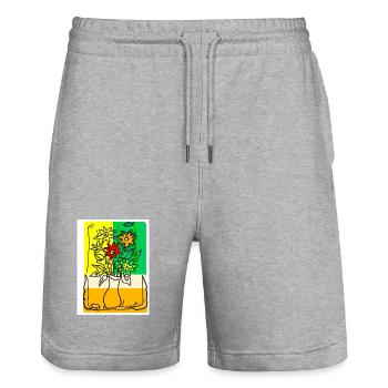 EC Flowers I Holiday I Gift I Summer I Mother's Day - Stanley/Stella Trainer Unisex Organic Jogging Shorts - heather grey - Front - Nik (191cm) & Marisol (170cm)