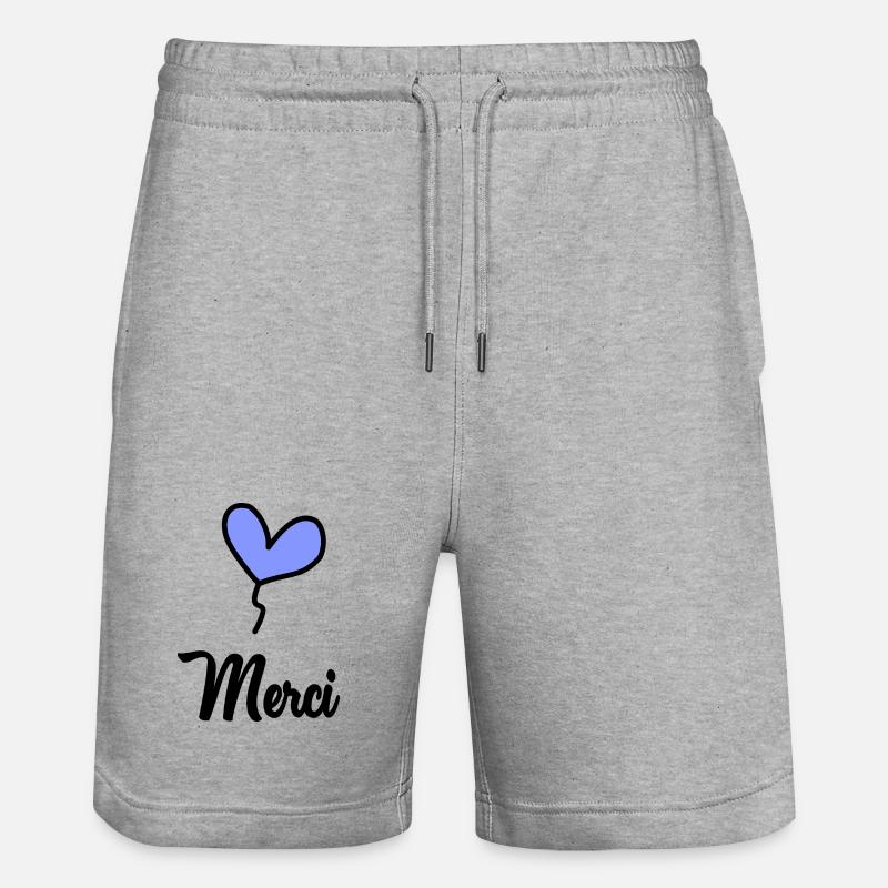 MERCI. THANKS. ANNIVERSAIRE. NAISSANCE. RETRAITE. - Short de jogging bio TRAINER Stanley/Stella unisexe - gris chiné