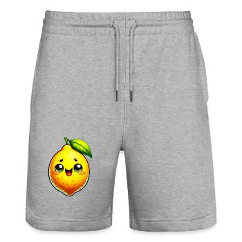 Citron Citrons - Short de jogging bio TRAINER Stanley/Stella unisexe - gris chiné - Devant - Nik (191cm) & Marisol (170cm)