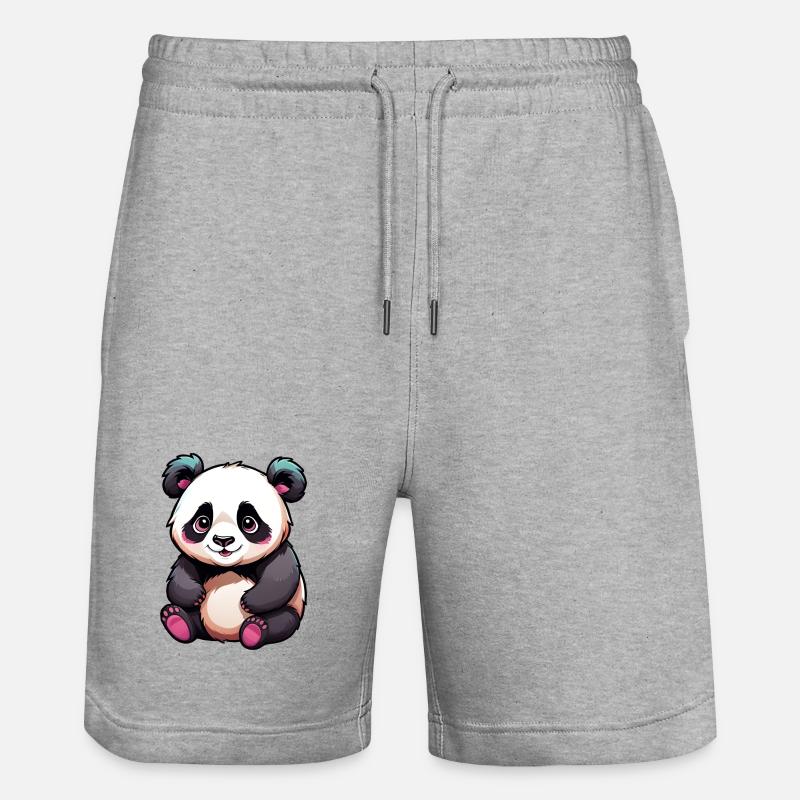 Mignon dessin animé panda ours - Short de jogging bio TRAINER Stanley/Stella unisexe - gris chiné