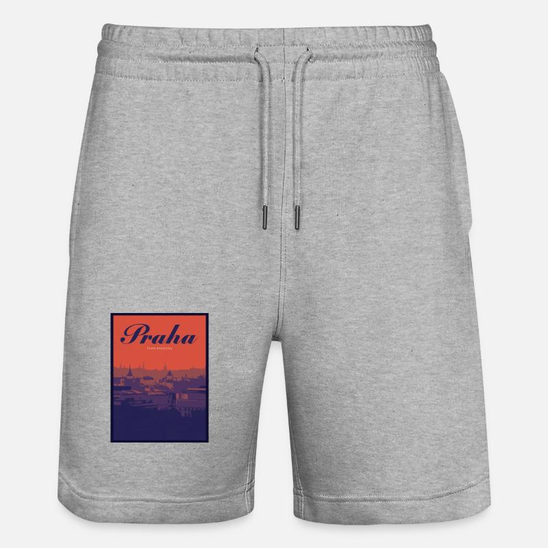 Paysage urbain en gradient de Praha - Short de jogging bio TRAINER Stanley/Stella unisexe - gris chiné