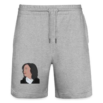 L’incroyable Kamala Harris - Short de jogging bio TRAINER Stanley/Stella unisexe - gris chiné - Devant - Nik (191cm) & Marisol (170cm)