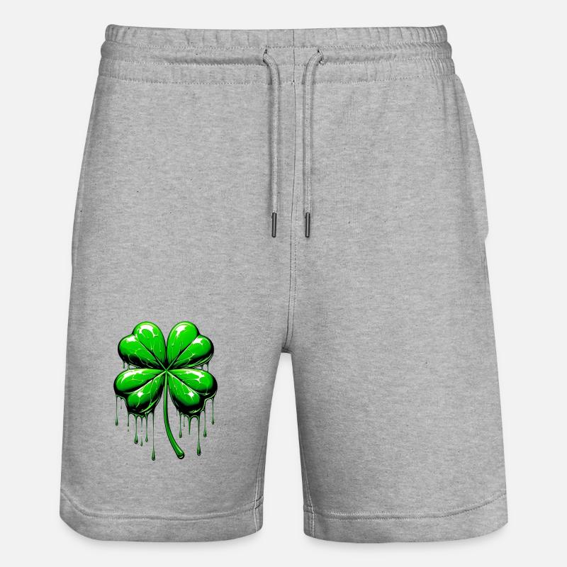 Vierblättriges Kleeblatt - Stanley/Stella Unisex Bio Joggingshorts Trainer  - Grau meliert