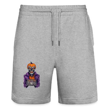 Halloween Skeleton Candy - Stanley/Stella Trainer Unisex Organic Jogging Shorts - heather grey - Front - Nik (191cm) & Marisol (170cm)