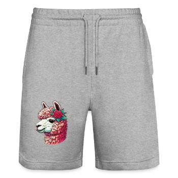 Alpaka - Stanley/Stella Unisex Bio Joggingshorts Trainer  - Grau meliert - Vorne - Nik (191cm) & Marisol (170cm)