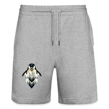 Geometric Penguin – Frosty Elegance - Stanley/Stella Trainer Unisex Organic Jogging Shorts - heather grey - Front - Nik (191cm) & Marisol (170cm)