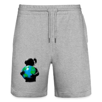 Planète Terre - Short de jogging bio TRAINER Stanley/Stella unisexe - gris chiné - Devant - Nik (191cm) & Marisol (170cm)