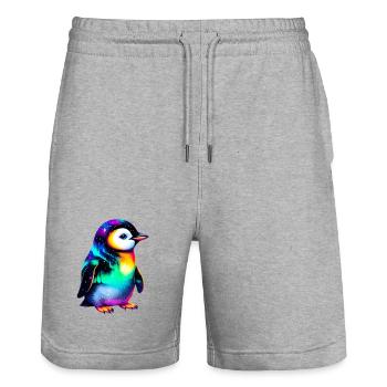 Penguin - Stanley/Stella Trainer Unisex Organic Jogging Shorts - heather grey - Front - Nik (191cm) & Marisol (170cm)