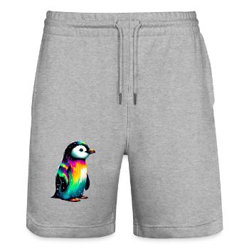 Pinguin - Stanley/Stella Unisex Bio Joggingshorts Trainer  - Grau meliert - Vorne - Nik (191cm) & Marisol (170cm)
