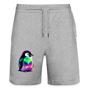 Pingouin - Short de jogging bio TRAINER Stanley/Stella unisexe - gris chiné - Devant - Nik (191cm) & Marisol (170cm)