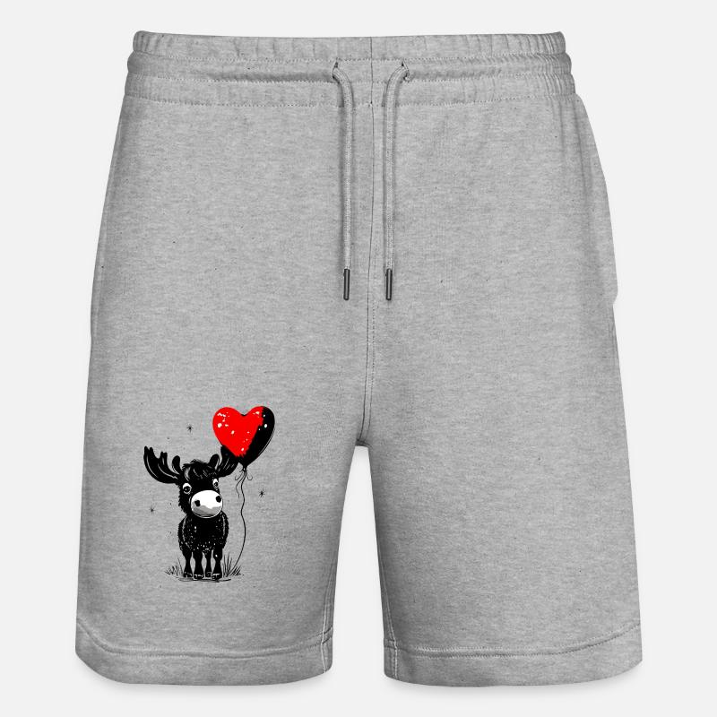 Elch mit Herz Luftballon - Heartful Creatures - Stanley/Stella Unisex Bio Joggingshorts Trainer  - Grau meliert