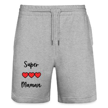 MOM. MOTHER'S DAY. HAPPY MOTHER'S DAY - Stanley/Stella Trainer Unisex Organic Jogging Shorts - heather grey - Front - Nik (191cm) & Marisol (170cm)