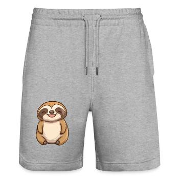 Cute Relaxed Happy Sloth - Adorable Cartoon Design - Stanley/Stella Trainer Unisex Organic Jogging Shorts - heather grey - Front - Nik (191cm) & Marisol (170cm)