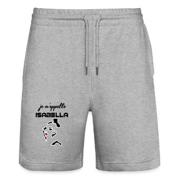 je m'appelle Isabella 2026 fille de france - Short de jogging bio TRAINER Stanley/Stella unisexe - gris chiné - Devant - Nik (191cm) & Marisol (170cm)