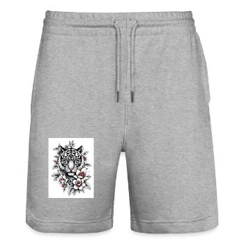 The Tiger never sleeps - Stanley/Stella Unisex Bio Joggingshorts Trainer  - Grau meliert - Vorne - Nik (191cm) & Marisol (170cm)