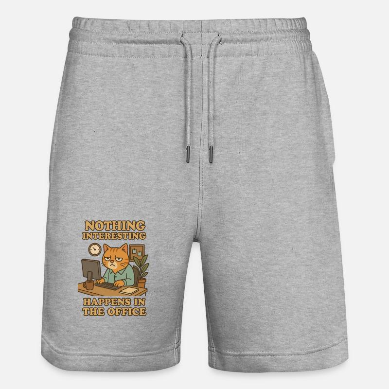 Nothing Interesting Office Katze - Stanley/Stella Unisex Bio Joggingshorts Trainer  - Grau meliert