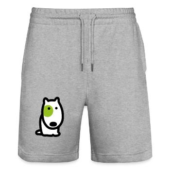 CORSO THE DOG with green eyes (front) - Stanley/Stella Trainer Unisex Organic Jogging Shorts - heather grey - Front - Nik (191cm) & Marisol (170cm)