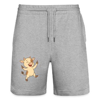 Glückliches Kälbchen - Stanley/Stella Unisex Bio Joggingshorts Trainer  - Grau meliert - Vorne - Nik (191cm) & Marisol (170cm)