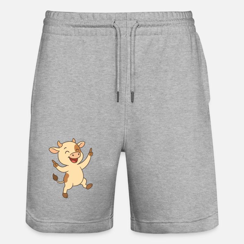 Glückliches Kälbchen - Stanley/Stella Unisex Bio Joggingshorts Trainer  - Grau meliert