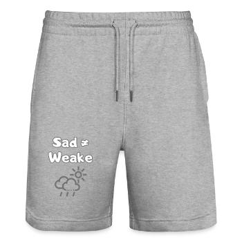 Sad ≠ Weak – Mental Wellbeing Statement - Stanley/Stella Trainer Unisex Organic Jogging Shorts - heather grey - Front - Nik (191cm) & Marisol (170cm)