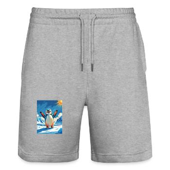 Pingouin ondulant dans l’Arctique vibrant - Short de jogging bio TRAINER Stanley/Stella unisexe - gris chiné - Devant - Nik (191cm) & Marisol (170cm)