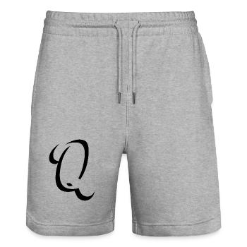 Letter Q, name, the letter Q - Stanley/Stella Trainer Unisex Organic Jogging Shorts - heather grey - Front - Nik (191cm) & Marisol (170cm)