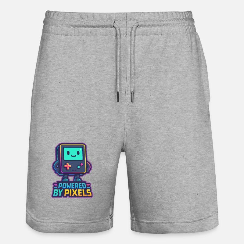 Bot pixelisé avec message renforcé - Short de jogging bio TRAINER Stanley/Stella unisexe - gris chiné