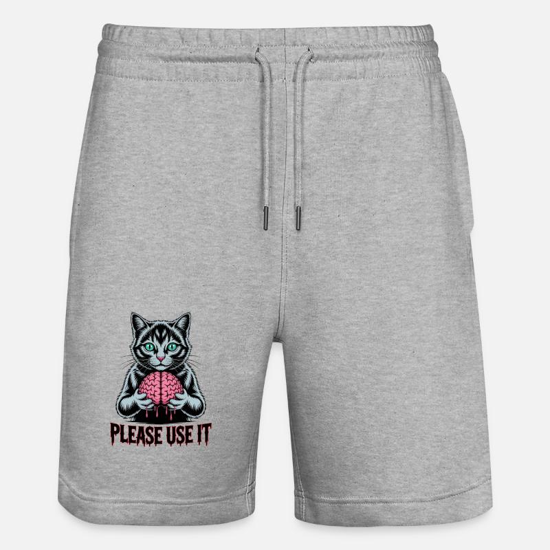 chat zombie s’il vous plaît utilisez-le - Short de jogging bio TRAINER Stanley/Stella unisexe - gris chiné