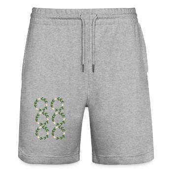Blumenmuster in Gräser-Form - Stanley/Stella Unisex Bio Joggingshorts Trainer  - Grau meliert - Vorne - Nik (191cm) & Marisol (170cm)