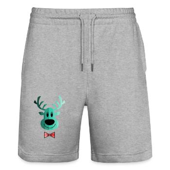 RENNE. NOËL. JOYEUX NOËL. MERRY CHRISTMAS. - Short de jogging bio TRAINER Stanley/Stella unisexe - gris chiné - Devant - Nik (191cm) & Marisol (170cm)