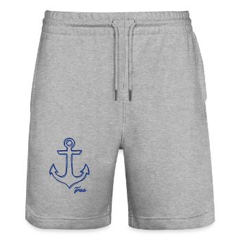 Marine Anker Illustration für Nautikfans - Stanley/Stella Unisex Bio Joggingshorts Trainer  - Grau meliert - Vorne - Nik (191cm) & Marisol (170cm)
