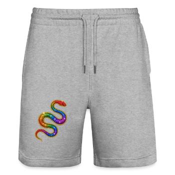 Regenbogen Glitzer Schlange - Stanley/Stella Unisex Bio Joggingshorts Trainer  - Grau meliert - Vorne - Nik (191cm) & Marisol (170cm)