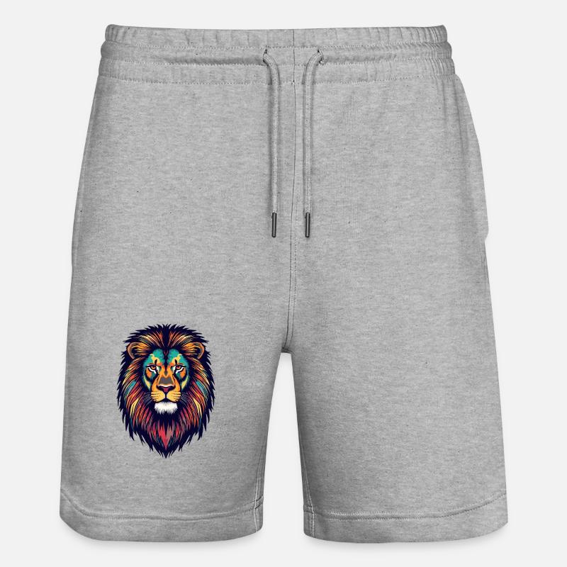 Leuchtender Löwe Farbexplosion - Stanley/Stella Unisex Bio Joggingshorts Trainer  - Grau meliert