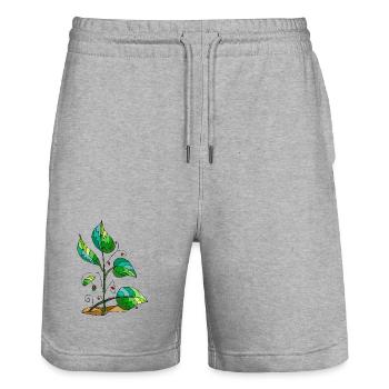 leaves - Stanley/Stella Trainer Unisex Organic Jogging Shorts - heather grey - Front - Nik (191cm) & Marisol (170cm)