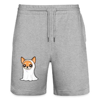 Chihuahua Hund Halloween Geist - Stanley/Stella Unisex Bio Joggingshorts Trainer  - Grau meliert - Vorne - Nik (191cm) & Marisol (170cm)
