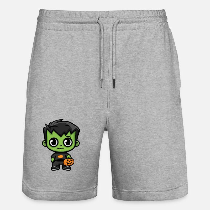 Zombie Halloween Bande dessinée mignonne - Short de jogging bio TRAINER Stanley/Stella unisexe - gris chiné