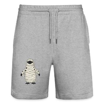 Lustiger Pinguin Halloween Monster Mumie Cartoon - Stanley/Stella Unisex Bio Joggingshorts Trainer  - Grau meliert - Vorne - Nik (191cm) & Marisol (170cm)