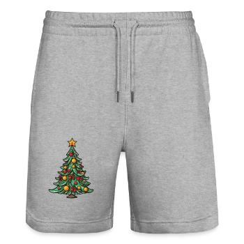 Sapin de Noël Noël - Short de jogging bio TRAINER Stanley/Stella unisexe - gris chiné - Devant - Nik (191cm) & Marisol (170cm)