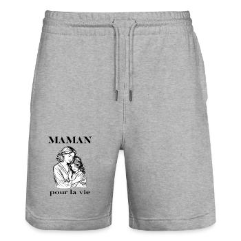 Mama fürs Leben - Stanley/Stella Unisex Bio Joggingshorts Trainer  - Grau meliert - Vorne - Nik (191cm) & Marisol (170cm)