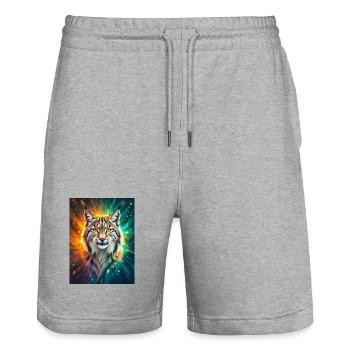 Luchs – Geist der Klarheit und Energie - Short de jogging bio TRAINER Stanley/Stella unisexe - gris chiné - Devant - Nik (191cm) & Marisol (170cm)