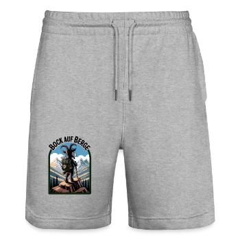 Bock sur les montagnes alpinisme avec chèvre drôle - Short de jogging bio TRAINER Stanley/Stella unisexe - gris chiné - Devant - Nik (191cm) & Marisol (170cm)