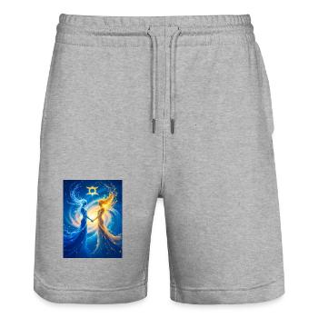 Himmlische Zwillinge, vereint im ewigen Dialog - Stanley/Stella Unisex Bio Joggingshorts Trainer  - Grau meliert - Vorne - Nik (191cm) & Marisol (170cm)
