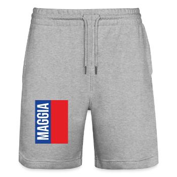 T-shirt souvenir Maggia Tessin - Short de jogging bio TRAINER Stanley/Stella unisexe - gris chiné - Devant - Nik (191cm) & Marisol (170cm)