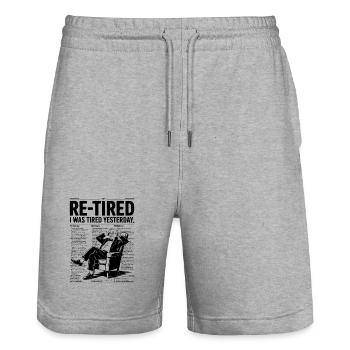 Re-Tired I Was Tired Yesterday - Stanley/Stella Trainer Unisex Organic Jogging Shorts - heather grey - Front - Nik (191cm) & Marisol (170cm)