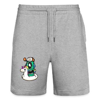 Unicorno Robot d’Aventure - Short de jogging bio TRAINER Stanley/Stella unisexe - gris chiné - Devant - Nik (191cm) & Marisol (170cm)
