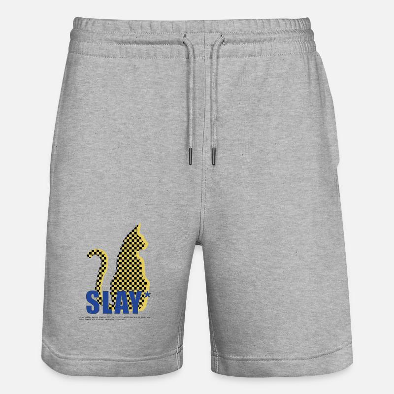 Slay Katze Checker Silhouette - Short de jogging bio TRAINER Stanley/Stella unisexe - gris chiné