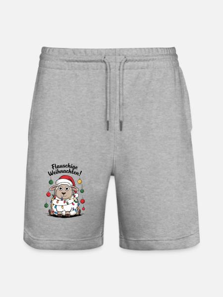 Sheep Fluffy Christmas Shepherd Funny - Stanley/Stella Trainer Unisex Organic Jogging Shorts - heather grey